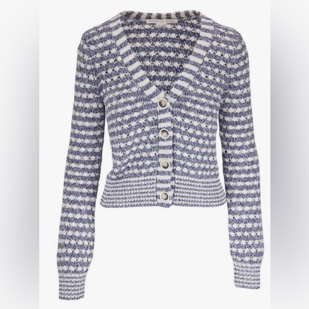 Veronica Beard Artura Blue Multi Cardigan Sweater - Picture 1 of 8